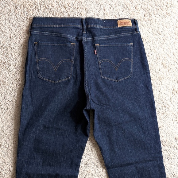 Womens Levis 512 Jeans Size 16 Perfectly Slimming High Rise Bootcut Dark Blue - Picture 5 of 7